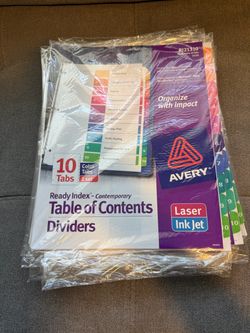 Avery Ready Index Executive Table Of Contents Dividers Laser/ink Jet