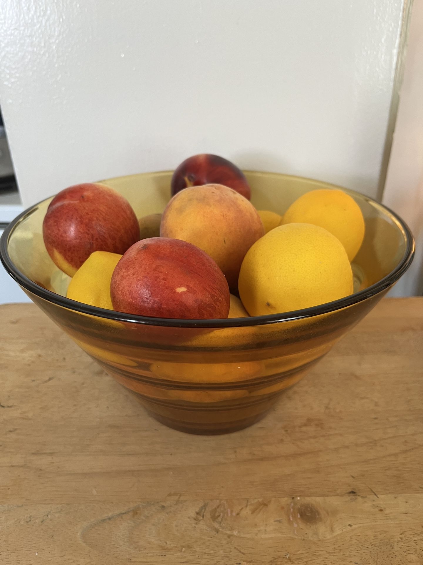 Amber Colored Glass Bowl - 10.5" diameter - 6" tall