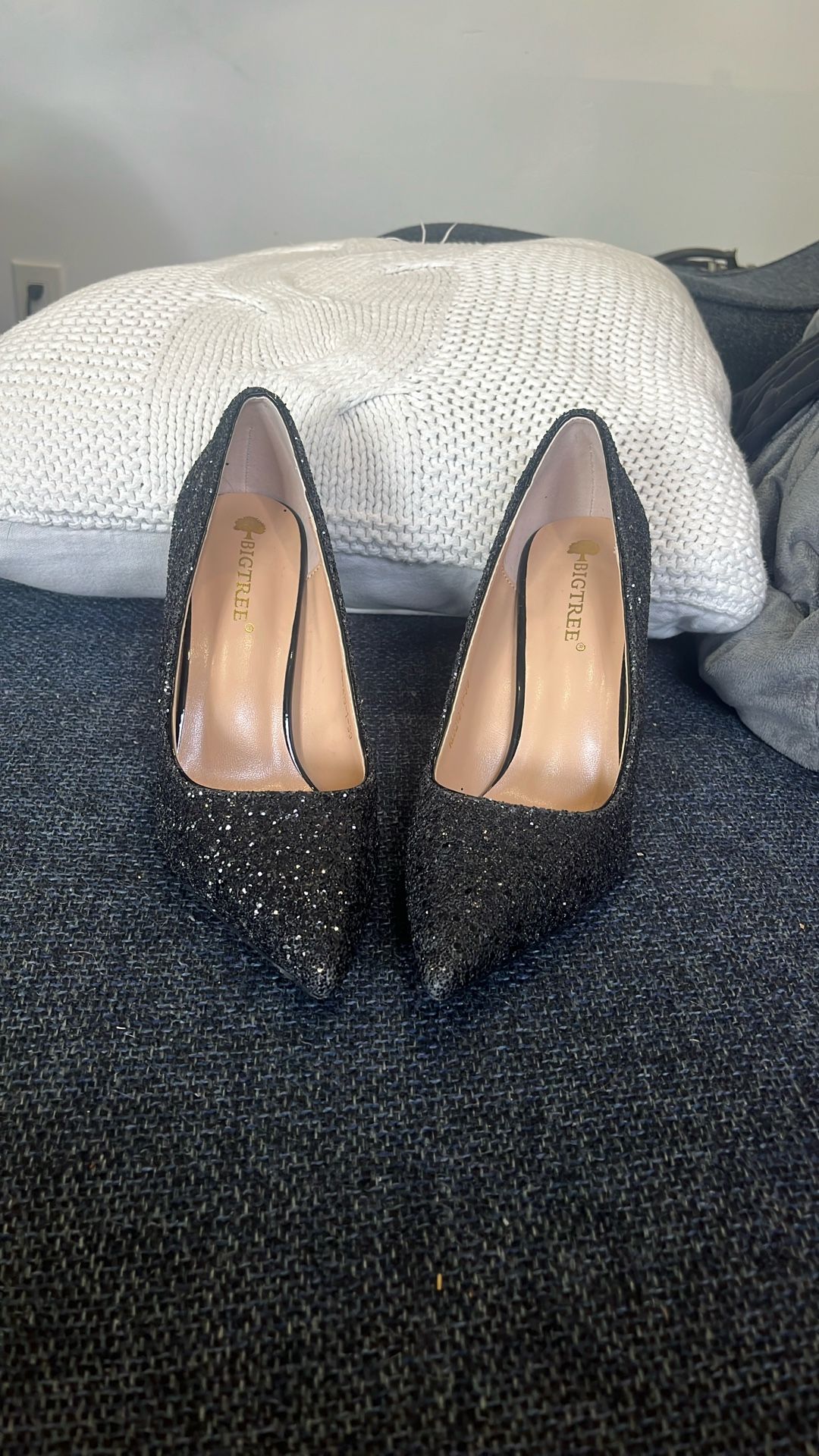 Barely Worn Black Sequin 4” Heels