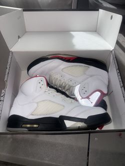 Jordan 5 fire red silver tongue Sz 12