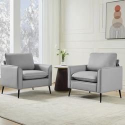Accent Armchairs Modern Faux Leather - grey – Set of 2