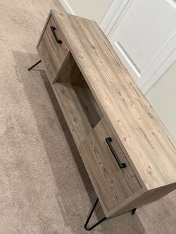 Rustic Wood TV Stand with Metal Legs