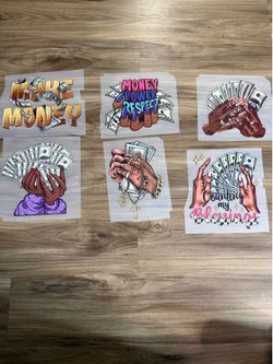 Multiple DTF prints ready to press
