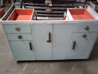 Antique metal sink cabinet