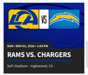 LA Rams vs Chargers 11/01/2026