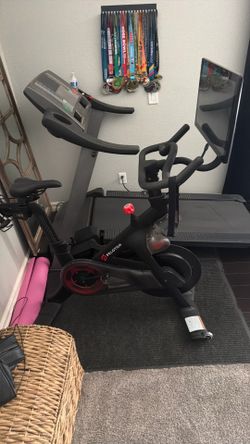 Peloton bike, heart rate monitor, 3 pairs of shoes