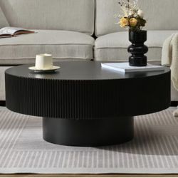 31.5" Black Round Coffee Table