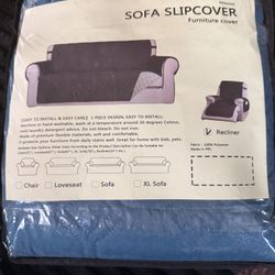 Xineage Sofa Slipcover / Furniture Protector – Quilted Blue, Washable, Easy Care