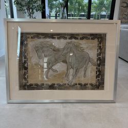 Framed Running Horses Art 