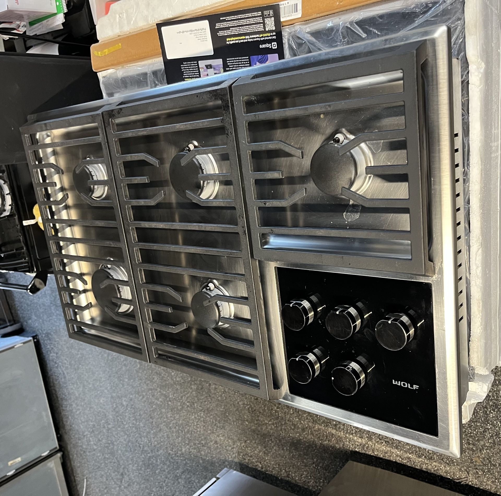 Stainless Steel Wolf 36” Gas Cooktop Stove Top 5 Burners