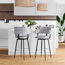 
Swivel Bar Stools 30 Inch SH (Set of 2) Gray, Linen Fabric Bar Stools