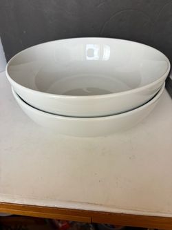 Large White Ceramic Serving Bowls Set of 2