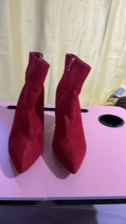 New York &Comp.  Red suede ankle boots size 9