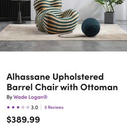 Alhassane Upholstered Barrel Chair With Ottoman 