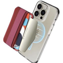 Sinjimoru Soft Wool Band Grip Phone Wallet for MagSafe, Magnetic Phone Card Holder for Back of Cell Phone Case with Hand Finger Holder Compatible with