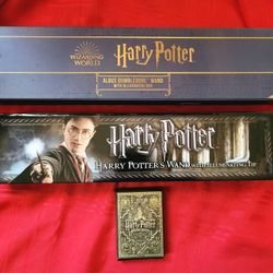 Harry Potter 2 Wands And 1 Deck Of Playing Cards Lot! 