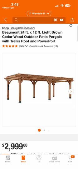 Shop Backyard Discovery. Beaumont 24 ft. x 12 ft. Light Brown Cedar Wood Outdoor Patio Pergola with Trellis Roof and PowerPort
