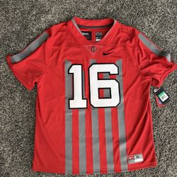 NEW MENS NIKE OHIO STATE OSU BUCKEYES 1916 THROWBACK FOOTBALL MUSIC & CANNON FIRE 2016 JERSEY XL