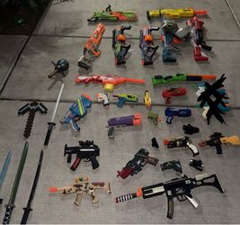 Nerf guns and weapon toys