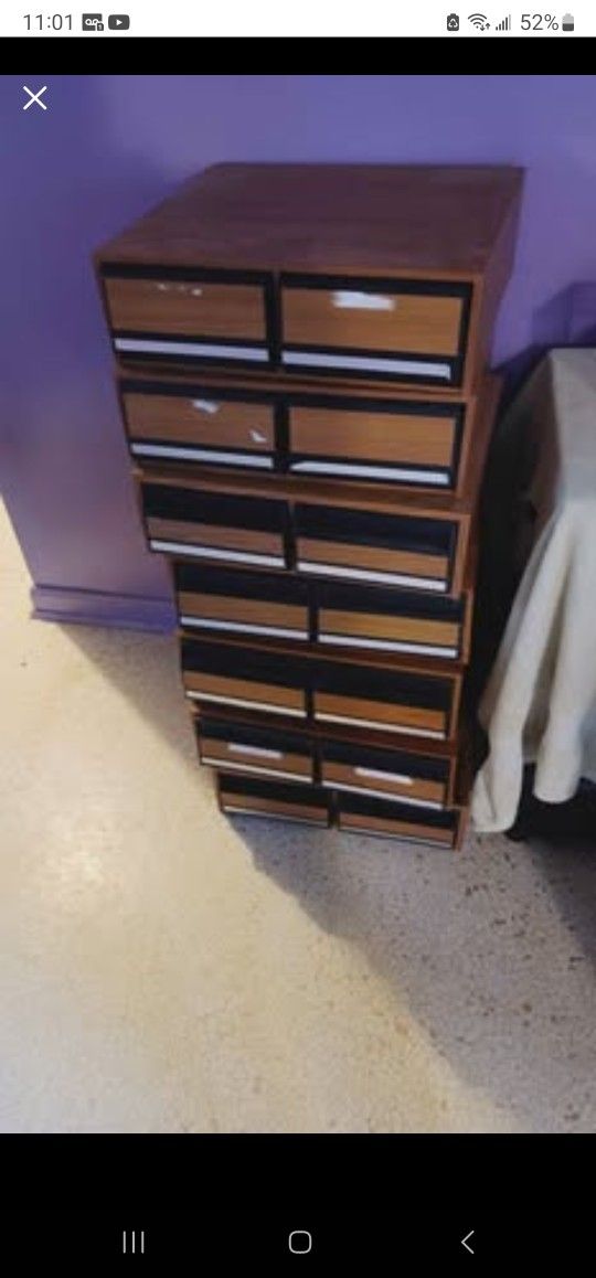 Vintage VHS Audio Stackable Faux Wood Storage X7