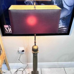 Antique Brass Floor Lamp Rectangular Shade 48”H