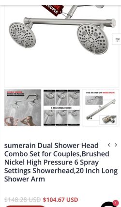 🚿 Sumerain Dual Shower Head Combo – Brushed Nickel