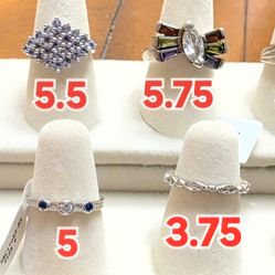 Genuine Sterling Silver 925 Rings Size 3.75-5.75