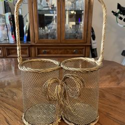 Gold Colored 2 Bottle Wine Display and or Tote