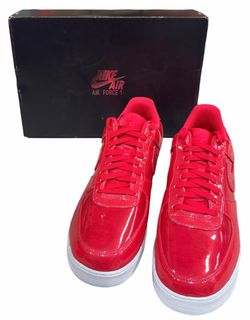 Nike Air Force 1 Red Patent Leather Low-Top Sneakers