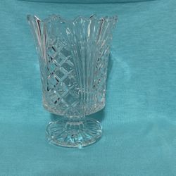 Lead Crystal Pedestal Vase/Candle Holder. 7 1/2” Tall