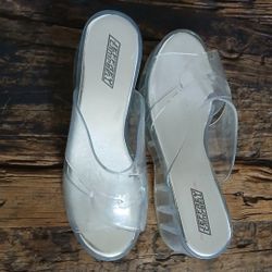  AVAILABLE  !! View All Pics / Details...LADIES JEFFERY  CAMPELL  TRANSPARENT  SLIP ON WEDGE SANDALS..SZ  10 