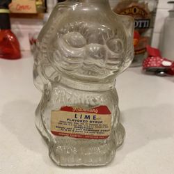 Vintage Glass Cat Grapett Syrup Jar With Coin Slot In Cap Bank $20 OBO 