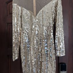 Beautiful Gold Sequined Dress With Sparkles