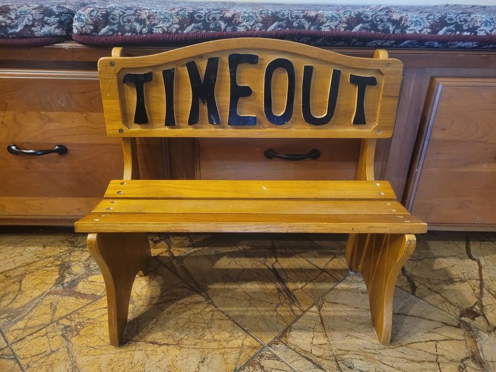 Toddler Kids Wooden Time Out Bench Chair 18" Tall x 20" Wide
