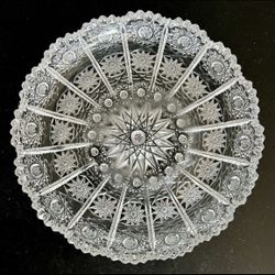 Vintage Bohemian Czech Queen Lace Hand Cut Crystal Candle Holder Ashtray 5.5"