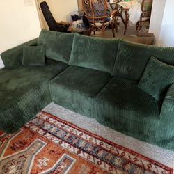 Dark Green Boneless Sectional Couch
