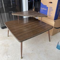 MCM two tiered end table