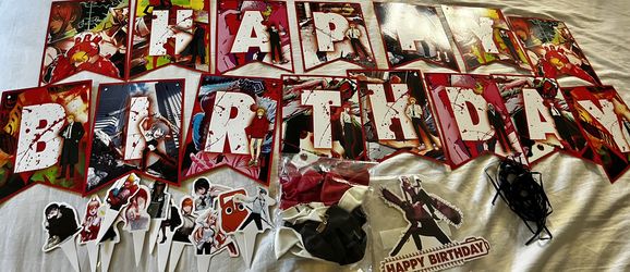 Chainsaw man anime party supplies new in package selling set together