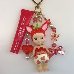 strawberry love sonny angel keychain