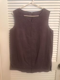 Modernmiss Gray Linen Boho Top size M 