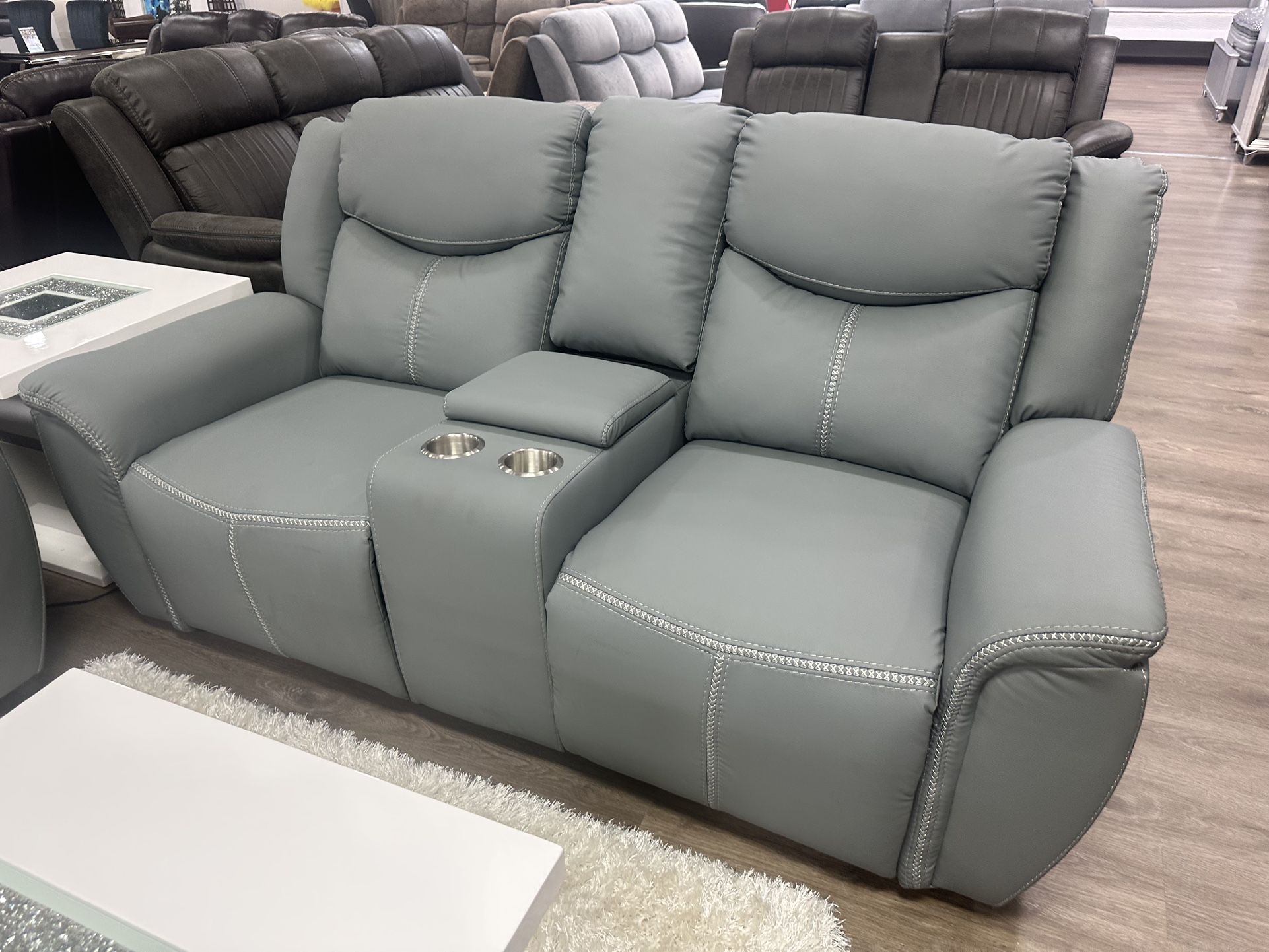 Gorgeous Power, Reclining Sofa, And Loveseat Set With Center Drop Down Wireless Phone Charger And Many Options