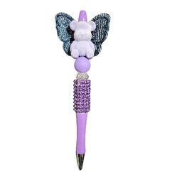 Bear Butterfly Custom Bling Ballpoint Twist Pen Violet Topper