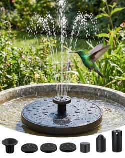 Solar Water Fountain Pump, Upgrade 1.4W Solar Fountain Pump for Bird Bath with 7 Nozzles & 4 Fixed Pipes, Outdoor Standing Floating Water Pump for Gar