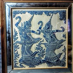 Beautiful Original Thai Temple Charcoal Rubbing Art