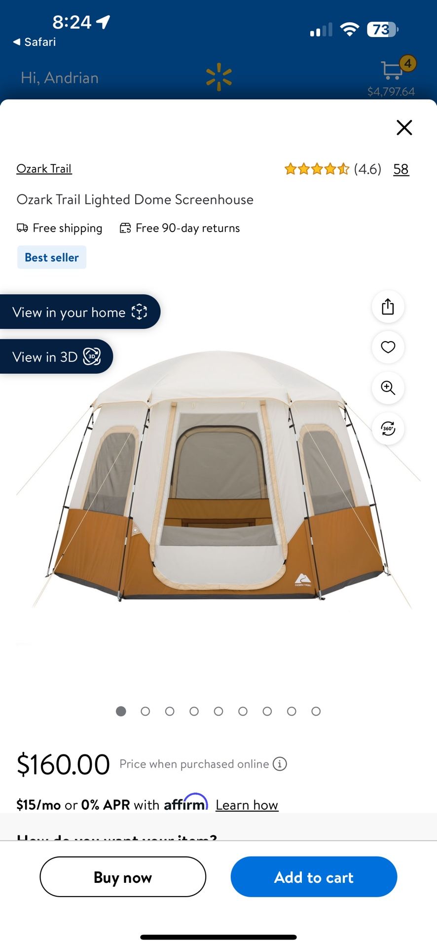 Ozark Trail Lighted Dome Screenhouse