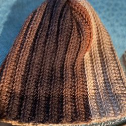 Warm and styish earthy colored 70’ s vibe crocheted ribbed beanie