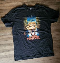 MARVEL FUNKO POP! " CAPTAIN MARVEL" ADULT BLACK LARGE  SIZE  T-SHIRT