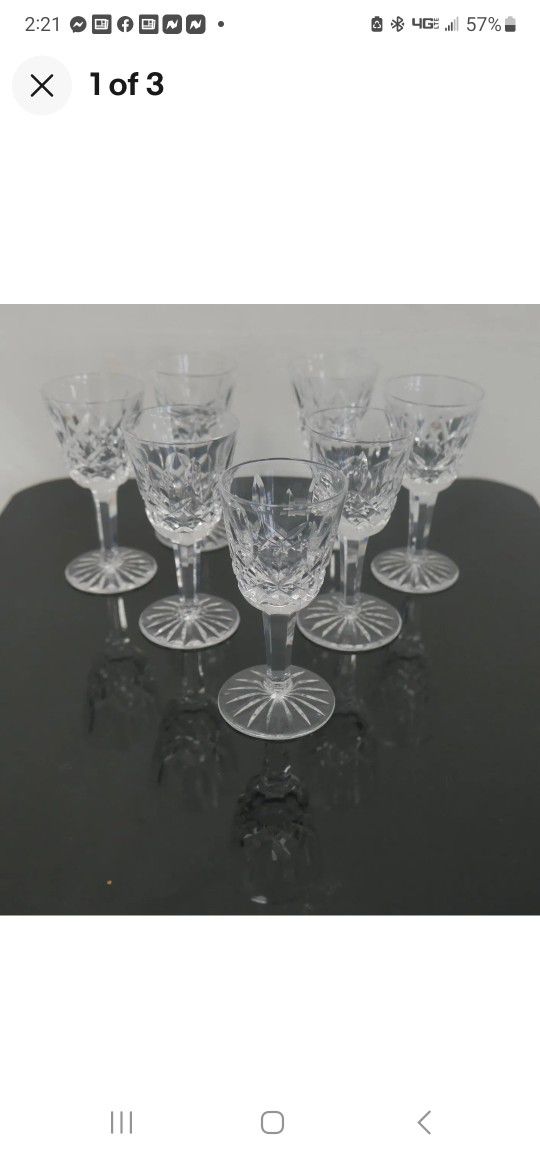 4x Waterford Lismore Stem Crystal 3.5" Cordial Shot Glasses