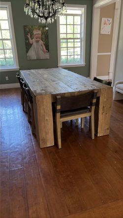 Restoration hardware, solid wood and authentic leather distressed look $2000 or best offer