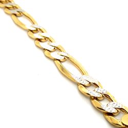 10k Gold Bracelet 8” Hollow Diamond Cut Figaro 11.7mm 142110 15